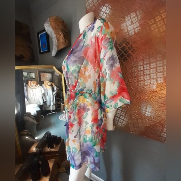 Vintage Floral Sheer Kimono Robe - Picture 7 of 14